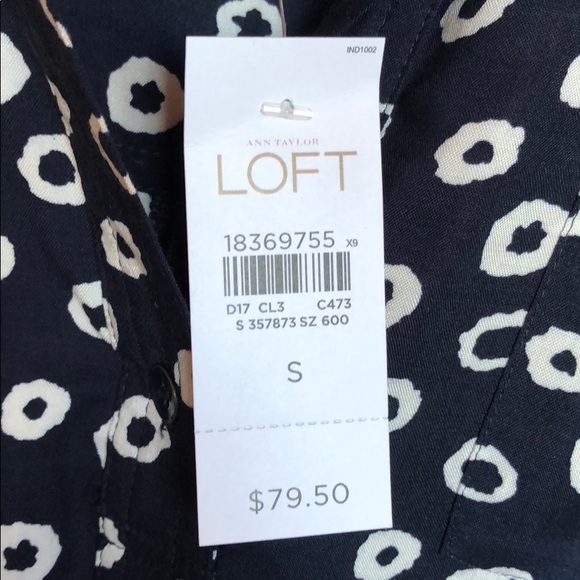 LOFT NWT Navy/White Adjustable Sleeve Dress Size S - Picture 3 of 6